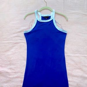 RAINBOW Full Blue White lined Dress